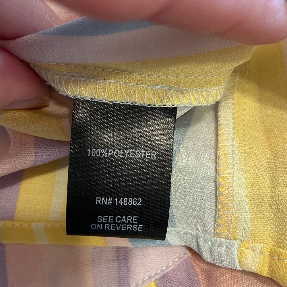 Torrid Multicolor Pastel Stripe Gauze Goddess Neck Tank Blouse Size 0 - Picture 7 of 8